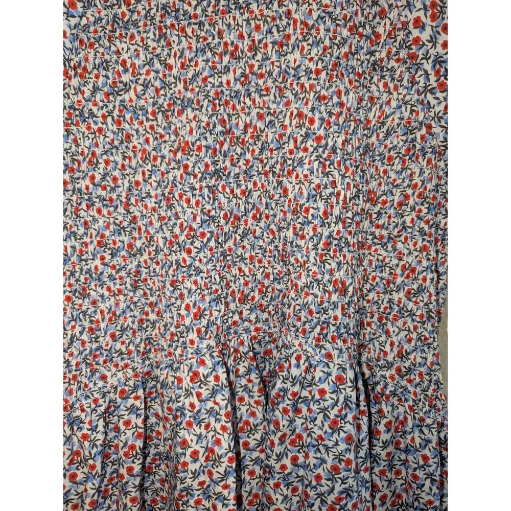 J.Crew Smocked Midi Meadow Dress in Poppy Womens XL Floral Cotton Puff Sleeve‎ - Picture 12 of 14